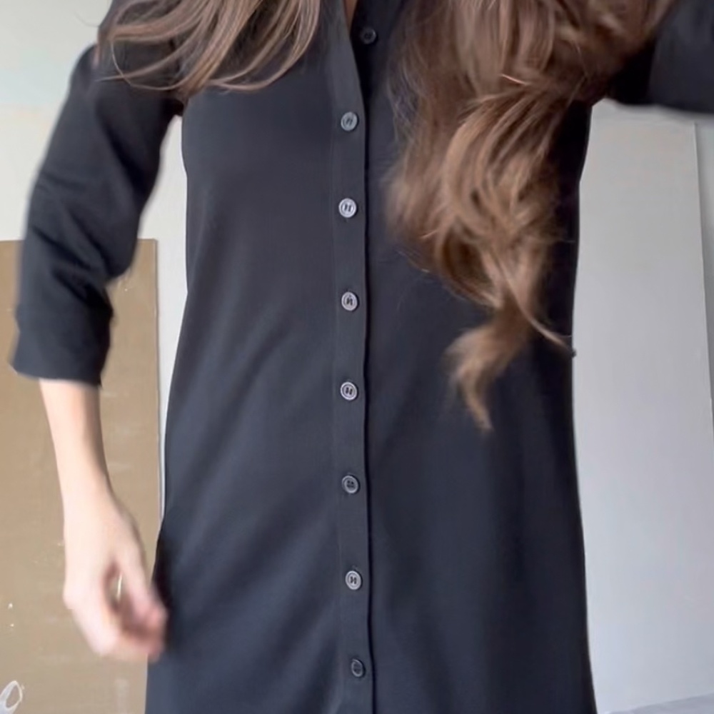 Express Black Button Down Shirt Dress, Classic Black Work Dress, Business Casual